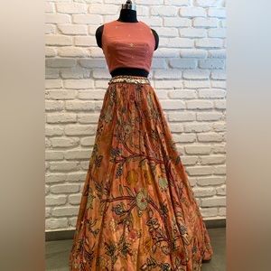 RELISTED - Peach Kalam Lehenga - Anushree Label